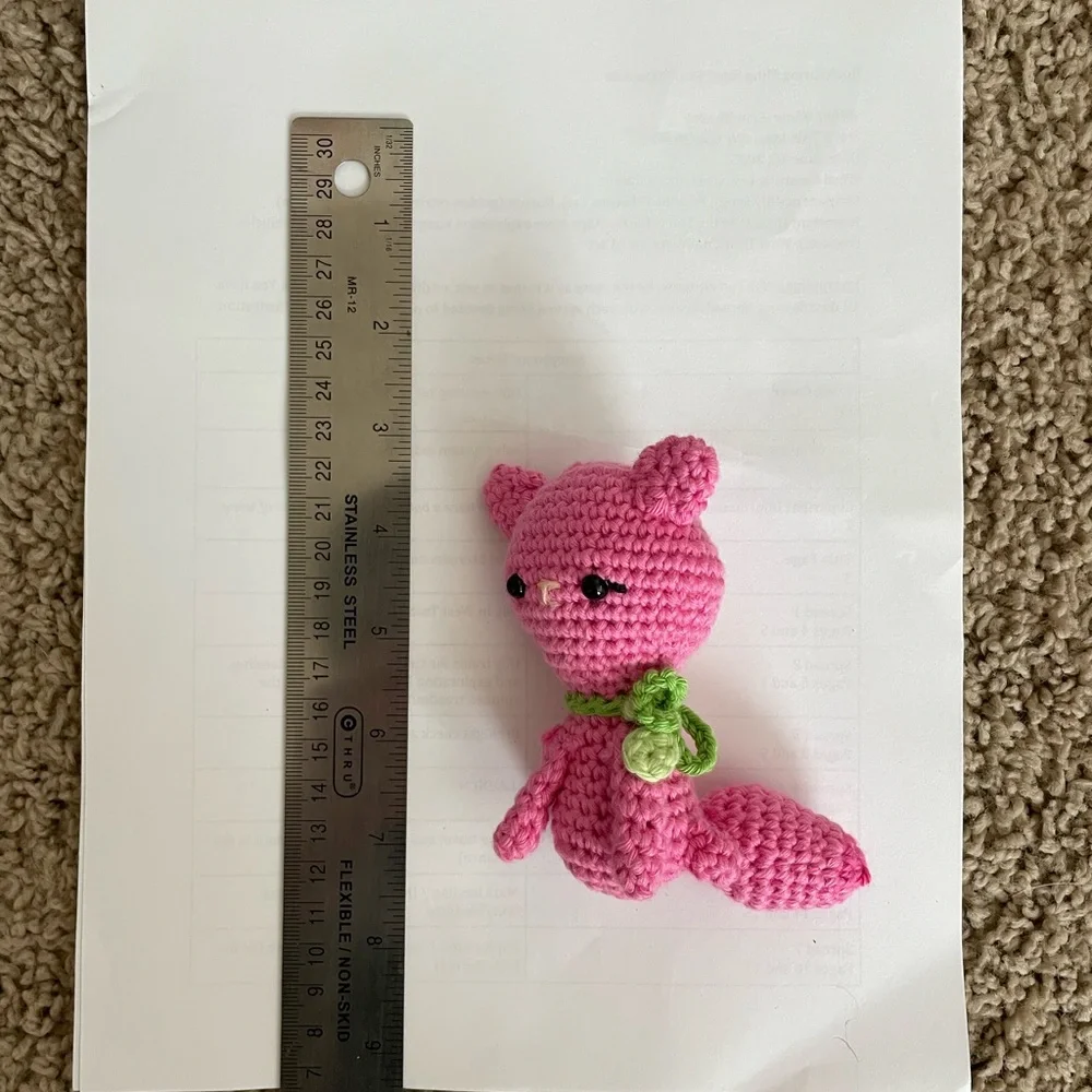 Handmade, Crocheted Strawberry Shortcake Doll with Custard the Cat - Picture 8 of 10
